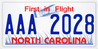 NC license plate AAA2028
