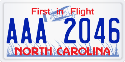 NC license plate AAA2046