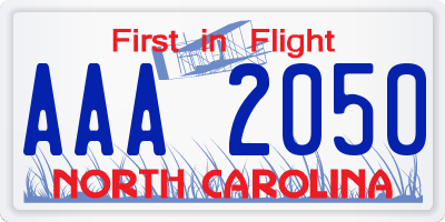 NC license plate AAA2050