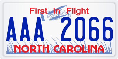 NC license plate AAA2066