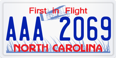 NC license plate AAA2069