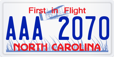 NC license plate AAA2070