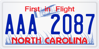 NC license plate AAA2087
