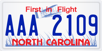 NC license plate AAA2109