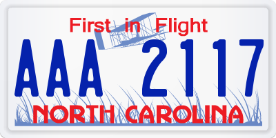 NC license plate AAA2117