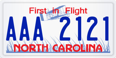 NC license plate AAA2121