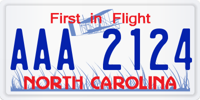 NC license plate AAA2124