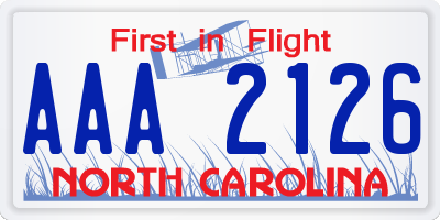 NC license plate AAA2126