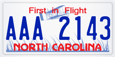 NC license plate AAA2143