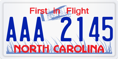 NC license plate AAA2145