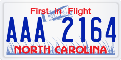 NC license plate AAA2164