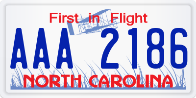 NC license plate AAA2186