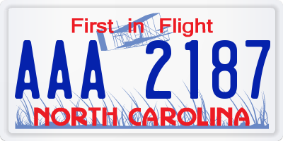 NC license plate AAA2187