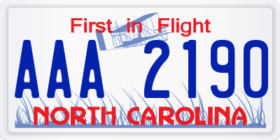 NC license plate AAA2190