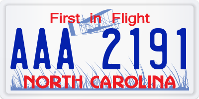 NC license plate AAA2191