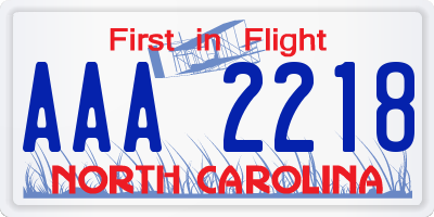 NC license plate AAA2218