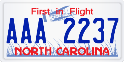 NC license plate AAA2237