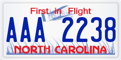 NC license plate AAA2238