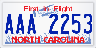 NC license plate AAA2253