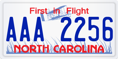 NC license plate AAA2256