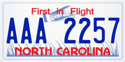 NC license plate AAA2257
