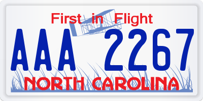 NC license plate AAA2267