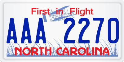NC license plate AAA2270