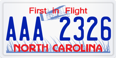 NC license plate AAA2326