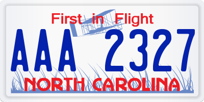NC license plate AAA2327