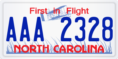 NC license plate AAA2328