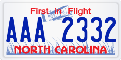 NC license plate AAA2332