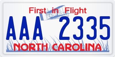 NC license plate AAA2335
