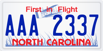 NC license plate AAA2337