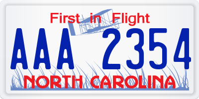 NC license plate AAA2354