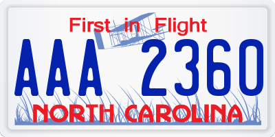 NC license plate AAA2360