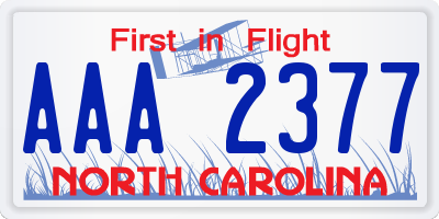 NC license plate AAA2377