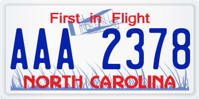 NC license plate AAA2378