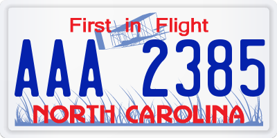 NC license plate AAA2385