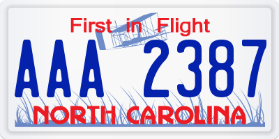 NC license plate AAA2387