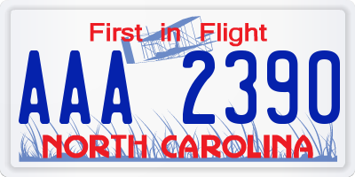 NC license plate AAA2390
