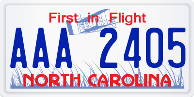 NC license plate AAA2405