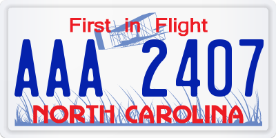 NC license plate AAA2407