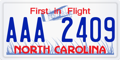 NC license plate AAA2409