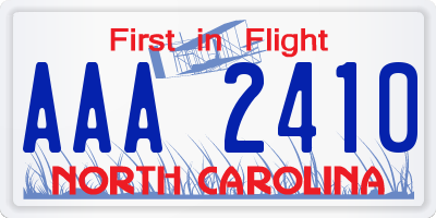 NC license plate AAA2410