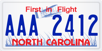 NC license plate AAA2412