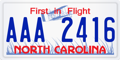 NC license plate AAA2416
