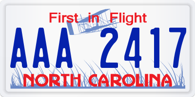 NC license plate AAA2417
