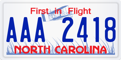 NC license plate AAA2418