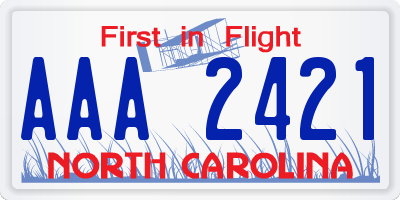 NC license plate AAA2421