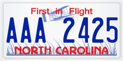 NC license plate AAA2425